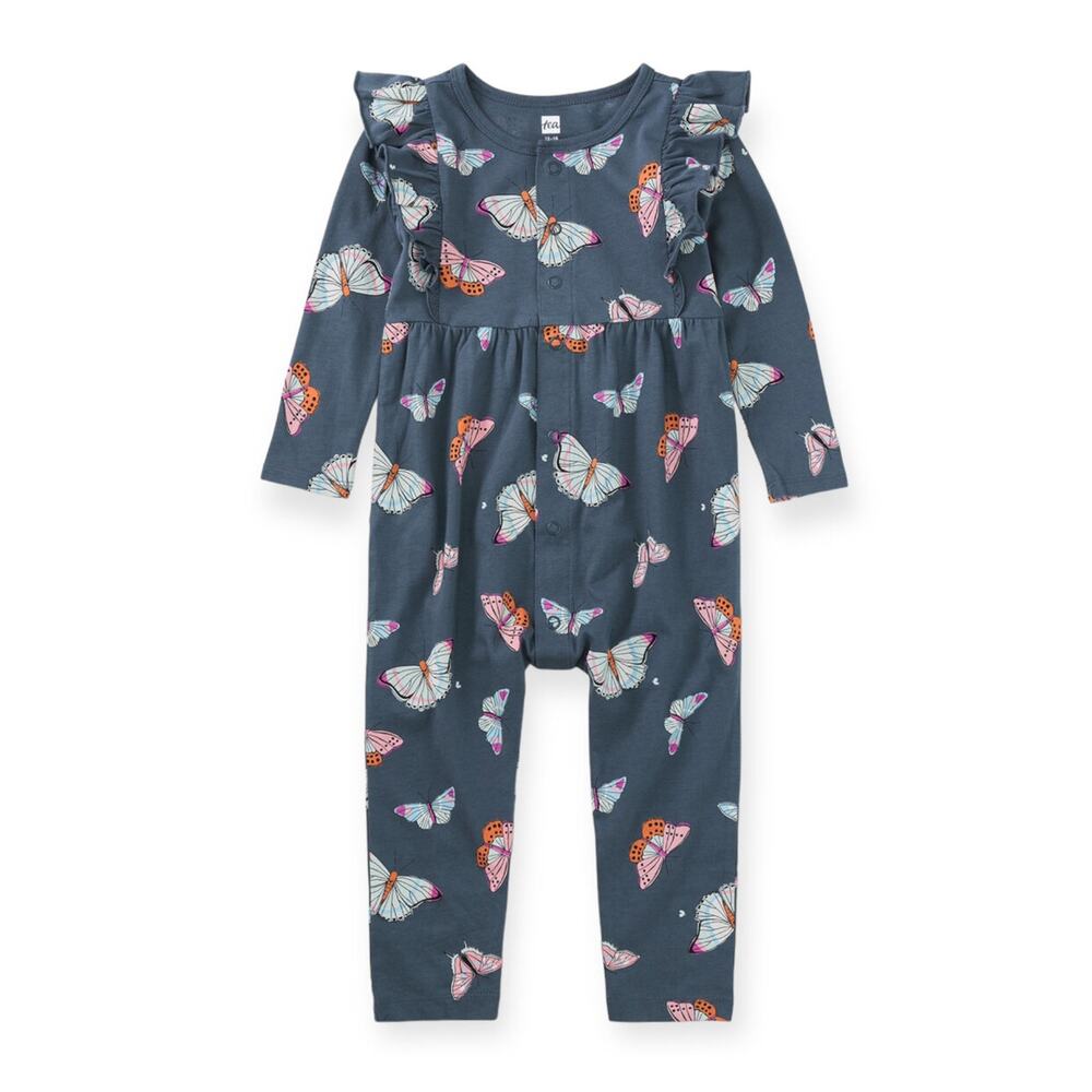 Tea Collection NWT Snap Front Baby Ruffle Romper. 12-18 Months